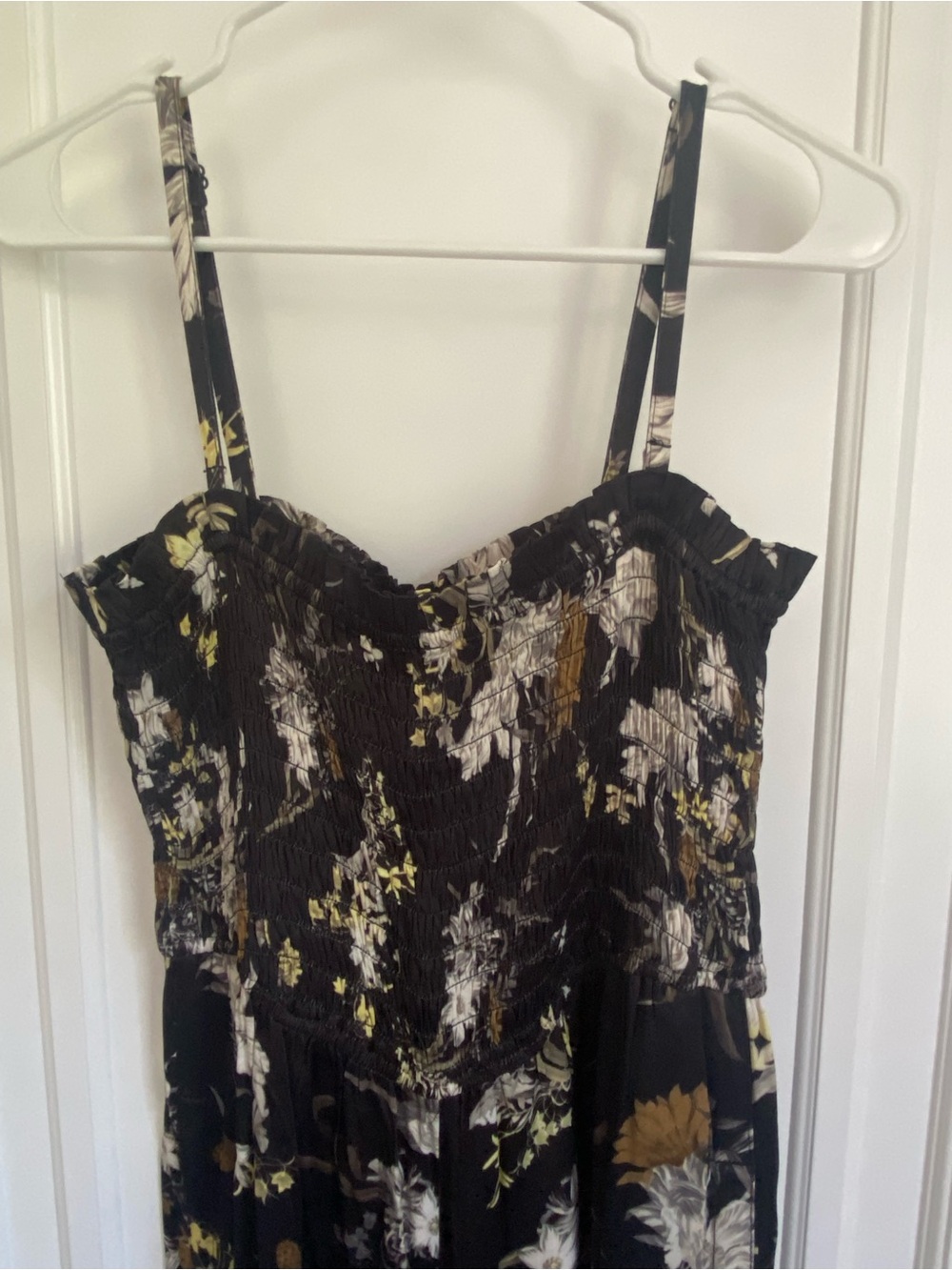 Anthropologie: Black Floral Smocked Jumpsuit - Picture 3 of 3